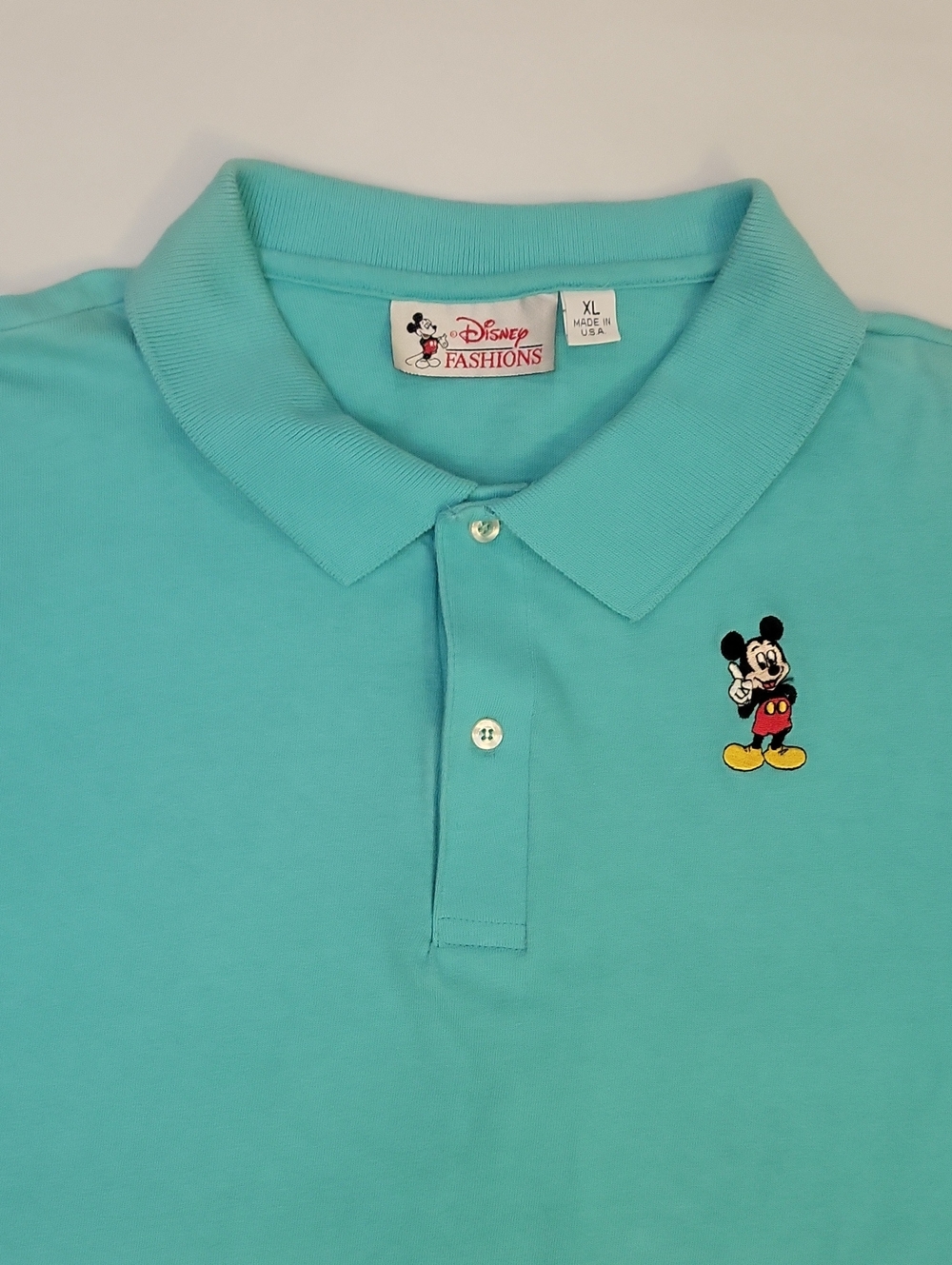 Vintage Disney  Chest Logo Mickey Mouse Polo Shirt Mens Size X- Large Blue USA - Picture 2 of 9